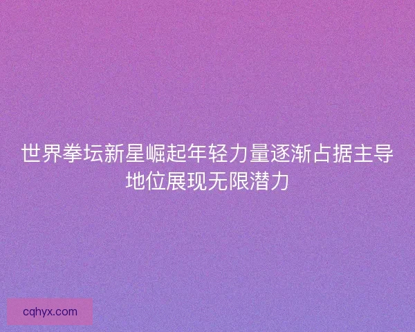 世界拳坛新星崛起年轻力量逐渐占据主导地位展现无限潜力